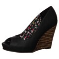 Unlisted by Kenneth Cole 'Fresh Faced' Black Peep-toe Wedges