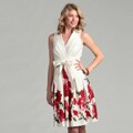 Cece's New York Women's White/ Red Floral Shirt Dress
