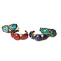 Goldtone Inlaid Natural Stone Cuff Bracelet (India)
