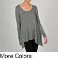 Colour Works Women's Uneven Hem Scoop Neck Top