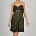One By Eight Women's Olive Taffeta Embellished Party Dress
