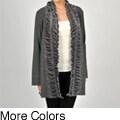 Colour Works Women's Velvet Puckered Collar Open-front Cardigan
