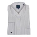 Haspel Men's Grey Stripe French Cuff Dress Shirt