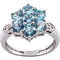 Michael Valitutti 14k White Gold Blue Cubic Zirconia and Diamond Ring