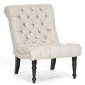 Caelie Beige Linen Modern Lounge Chair