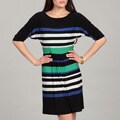 Sandra Darren Women's Royal/ Green Striped Dress