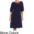 Tabeez Women's Draped Beaded Illusion Back Dress