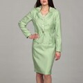 J Rose Women's Kiwi Green 3-button Peplum Jacket and Skirt Suit