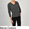 In Cashmere Women's Cashmere V-neck 3/4-sleeve Sweater