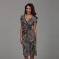 Connected Apparel Women's Brown Abstract Dress