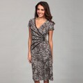 Connected Apparel Women's Brown Abstract Dress