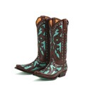 Lane Boots Women's Brown/ Turquoise 'Poison' Cowboy Boots