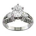 14k White Gold 2 5/8ct TDW Certified Clarity-enhanced Oval-cut Diamond Engagement Ring (E-F,SI1 )