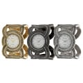 Geneva Platinum Women's Rhinestone-accented Ornate Hinged Cuff Watch