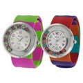 Geneva Platinum Women's Rhinestone-accented Silicone Slap Watch