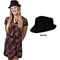 Women's Black Cotton Felt Fedora (China)