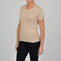 Adrienne Vittadini Women's Sequin Crewneck Short-sleeve Sweater