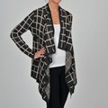Adrienne Vittadini Women's Long Sleeve Window Pane Cardigan