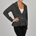 Grace Elements Women's Grey Wool Ruffle-collar Peplum Jacket