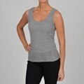 Adrienne Vittadini Women's Grey Sleeveless Ottoman Scoop Neck Tank