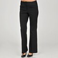 Adrienne Vittadini Women's Black Wide Waistband Bootcut Pants