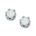 Simulated Opal 4mm Crown Stud Earrings