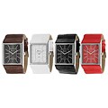 Geneva Platinum Women's Rectangular Face Faux Leather Strap Watch
