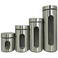 4 piece Stainless Steel and Glass Canister Set with Window Design