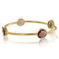 ELYA Designs 22K Goldplated Smokey Quartz Bangle Bracelet