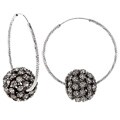 Sterling Silver Clear Cubic Zirconia Bead Hoop Earrings