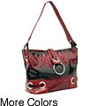 Dasein Patent Leatherette Embossed Snake Skin Hobo Bag