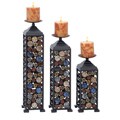 Color Fusion Metal Pillar Candle Holders (Set of 3)