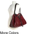 Alla Leather Art Empire Large Snake Embossed Shoulder Bag
