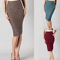 Tabeez Women's Textured Stretch High-waist Pencil Skirt