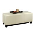 Montgomery Off White Bicast Leather Bench Ottoman