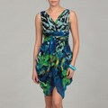 Miss Sixty Women's Blue Chiffon Draped Side Dress