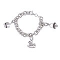 Silver 1/5ct TDW Black and White Diamond Baby Charm Bracelet (J, I2-I3)
