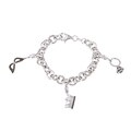 Sterling Silver 1/10th ct TDW Black and White Diamond Charm Bracelet (J, I2-I3)