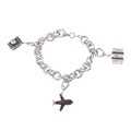 Sterling Silver 1/5ct TDW Black and White Diamond Charm Bracelet (J, I2-I3)