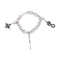 Sterling Silver 1/10ct TDW Black and White Diamond Charm Bracelet (J, I2-I3)