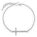 Sterling Silver 1/8ct TDW Diamond Cross Bracelet