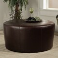 Montgomery Dark Brown Bicast Leather Round Ottoman