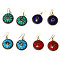 Brass Natural Stone Round Inlay Earrings (India)