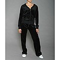 LIFO Women's Plus Size Black Velour Jacket and Pants Set