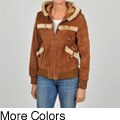 Knoles & Carter Women's Plus Size Suede Sherpa Hood Bomber Jacket