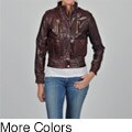 Knoles & Carter Women's Plus Size Leather Smocked Waist Cropped Jacket