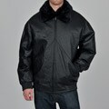 Knoles & Carter Men's Big & Tall Faux Fur Collar Urban Bomber Leather Jacket