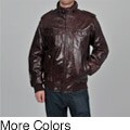 Knoles & Carter Men's Big & Tall Stand Collar Leather Bomber Jacket