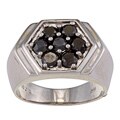 Sterling Silver 2 1/2ct TDW Men's Black Diamond Cluster Ring