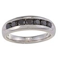 Sterling Silver 1ct TDW Men's Seven Stone Black Diamond Ring